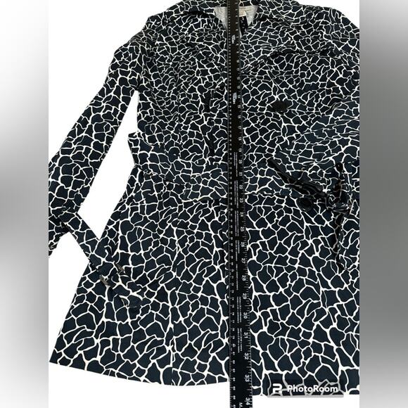Vertigo Paris Trench Coat Women’s Giraffe Print Double Breasted Stretch Size L - Picture 6 of 9